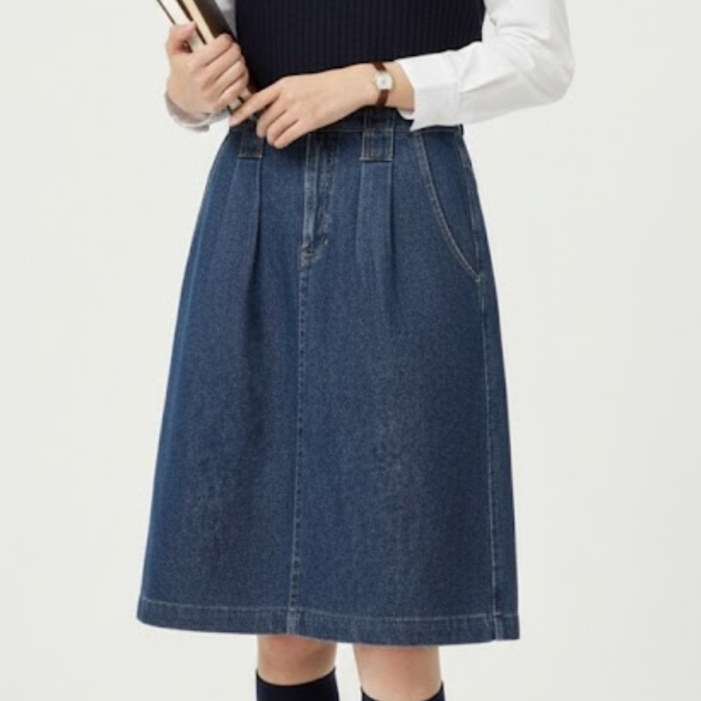 Vintage Chaus Denim Skirt Y2K Pleated Retro 16